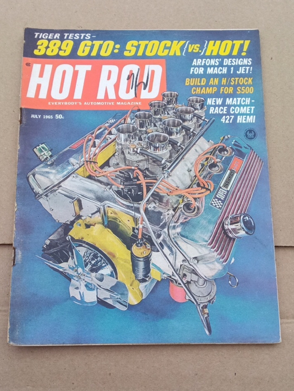 HOT ROD Magazine July 1965 Cover - Blue Background